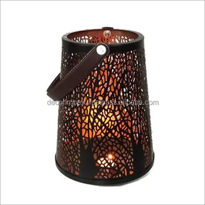 Metal Iron Votive <b>Candle</b> Holders Etched Tree Design Shaped <b>Lantern</b> Home Decoration with <b>Glass</b> Material by Home Decor - Product Image 2