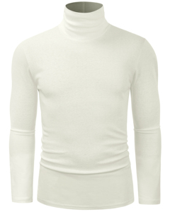 Camiseta de Punto de Manga Larga con Cuello Alto y Corte Ajustado para Hombre, Top Informal a Rayas - Product Image 6