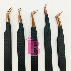 Ensemble de pinces à cils très réputées, en acier inoxydable japonais, noires, anti-dérapantes, au meilleur prix. - Product Image 5