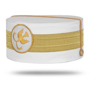 Deluxe Order of the Golden Circle Crown <b>Cap</b> Gold Embroidered White Velvet Headwear Trim White Velvet Headwear - Product Image 2