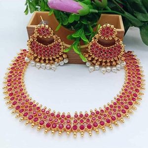 Gold Plated Alloy Necklace Earrings Headpiece <b>Set</b> with Zircon Imitation <b>Pearl</b> Micro Insert Vintage Design Women Wedding <b>Jewelry</b> - Product Image 6