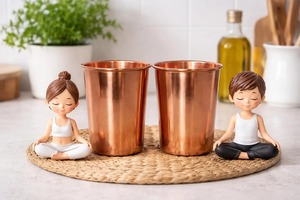 Simple Copper Glass Pure Copper Drinking Tumbler For Water Ayurvedic Health Use Kitchen Dining <b>Table</b> And Daily Drinkware Gift - Product Image 3