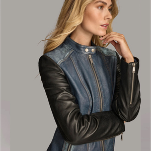 High Quality Genuine <b>Sheep</b> <b>Skin</b> Leather Customized Color Breathable Motorcycle <b>Jacket</b> Short Nylon Lining for Women OEM - Product Image 6