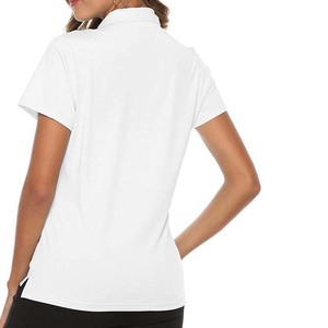 เสื้อโปโลแขนสั้นสีขาวสำหรับผู้หญิง ผ้าฝ้าย 100% ผ้าอ๊อกซ์ฟอร์ด สวมใส่สบาย สีพื้น ทรงปกติ - Product Image 2