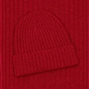 Gorro de Invierno con Puño Acanalado, Color Rojo Sólido, 100% Algodón, Impresión Digital, Gorro de Punto para Adultos Unisex, Estilo Casual, para Venta en Línea - Product Image 5
