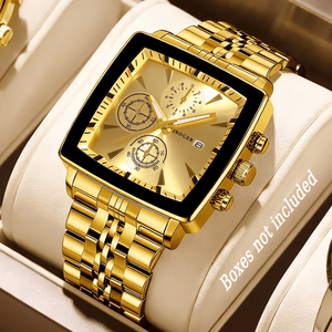 Nouvelle montre à quartz pour homme tendance, carrée, en acier inoxydable, avec chronographe lumineux et affichage du cadran à aiguilles B912 - Product Image 5