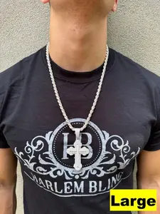 Pendentif Croix Baguette Glacée Hip Hop Luxe Plaqué Or Argent Sterling 925 Effet Diamant Moissanite Bijoux Religieux Bling pour - Product Image 6