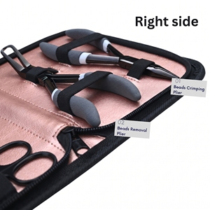 Kit professionnel d'outils pour extensions capillaires en acier inoxydable : pinces à micro-perles, aiguilles à coudre, séparateur de mèches Velcro - Product Image 5
