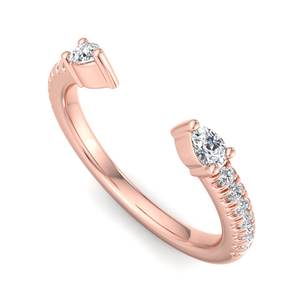 Anillo abierto de lujo en oro rosa con diamante talla pera y banda minimalista ajustable, apilable, joyería de moda para mujer - Product Image 1