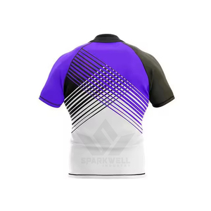 Camiseta de Rugby Sublimada para Hombre, Manga Corta, Corte Atlético, Absorbe la Humedad, Estampado Geométrico, Ropa Deportiva para Todas las Temporadas - Product Image 5