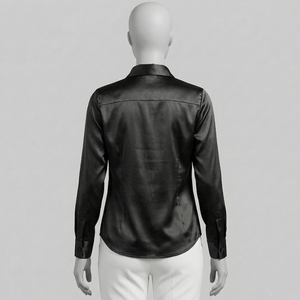 Blusa Casual para Mujer, Elegante, de Manga Larga, Satén, con Bordado en el Hombro, Estilo Urbano, Corte Regular, para Chicas - Product Image 4