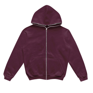 Sudadera con capucha de alta calidad, lisa, con cremallera completa, oversize, personalizada, de peso pesado, 100% algodón polar, color personalizado, para hombre, estilo boxy, con pedrería - Product Image 3