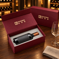 Boîte cadeau pour vin en papier couché gaufré de luxe personnalisée avec insert en EVA et logo en feuille d'or pour l'emballage d'une seule bouteille
