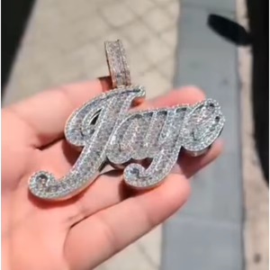 Collier Pendentif Prénom Personnalisé pour Homme, Bicolore, Lettres Moissanite Serties, Bijoux Hip Hop Tendance, Chaîne Cordon - Product Image 1