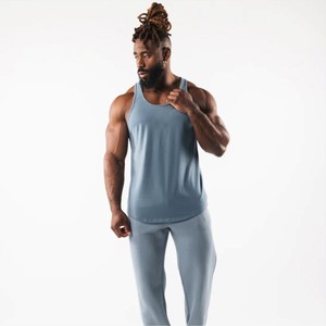 Camisetas sin mangas baratas con logo personalizado, ajustadas, lisas, para hombre, para entrenamiento, 100% algodón. - Product Image 1
