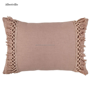 Black Fringe Cotton <b>Cushion</b> <b>Cover</b> Handmade Boho Tufted Throw Pillow <b>Cover</b> Handloom Pillow Cases - Product Image 2