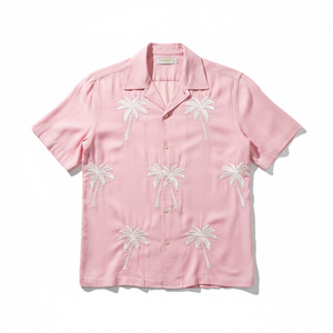 Men's Hawaiian Shirt Short Sleeve Embroidered Palm Tree Pattern Turn-<b>down</b> Collar Summer Vacation Shirts 100% Cotton Poplin - Product Image 6