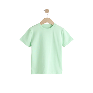 Camiseta de Manga Corta para Hombre, Cuello Redondo, Color Verde Claro, Corte Regular, Informal, Tejida, 100% Algodón, Color Sólido, Diseño Liso - Product Image 1