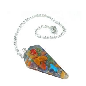 Pierre Naturelle de Guérison Cristal Pendule Reiki Pierres Précieuses Puces Orgone Pendule Hexagonal Pointu 6 Facettes Pendentif Spirituel - Product Image 1