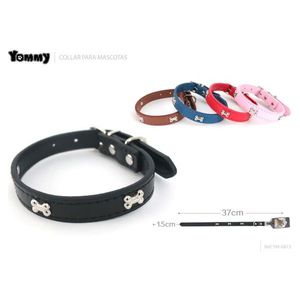 Yommy Pet <b>Collar</b> 37cm Black With Bone <b>Studs</b> For <b>Dogs</b> - Product Image 1