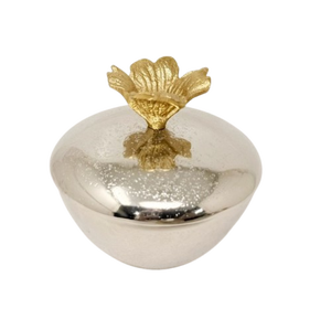 Elegante Tarro Decorativo de Metal Plateado con Tapa Dorada con Flores, Contenedor Redondo de Aluminio para Guardar Joyas, Moderno Organizador de Joyería - Product Image 4
