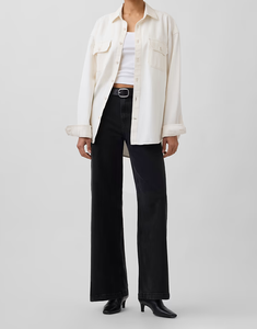 Jean en denim noir pour femme, respirant, écologique, coupe droite, taille mi-haute, délavage clair, décontracté, couleur unie personnalisable, OEM professionnel - Product Image 2