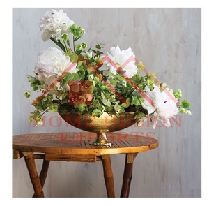 Decoración de mesa de Metal con acabado dorado, jarrón de Metal de aluminio de lujo para el hogar y el jardín, mesa de boda, pieza central, florero - Product Image 1