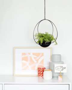 Support de plante suspendu en métal, décoration intérieure minimaliste, pot de fleurs, pour balcon, plafond, maison, jardin, noir, élégant - Product Image 6