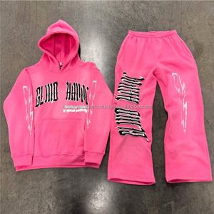 Ropa de calle de invierno personalizada conjunto de chándal con capucha de algodón polar de peso pesado unisex con pantalones de chándal - Product Image 1