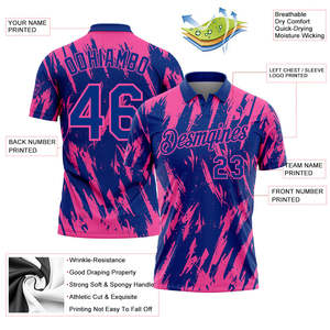 Blue Pink Sublimated Team Polo Shirt Custom Logo Supplier Quick Dry Athletic Polyester Sportswear Private <b>Label</b> Export Quality - Product Image 3