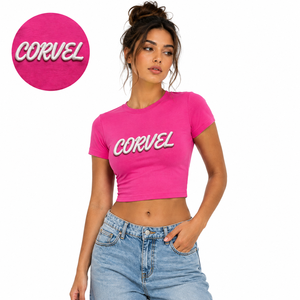T-shirt femme personnalisé à broderie en relief, coupe ajustée, manches courtes, en coton tricoté uni, léger, pour printemps-été - Product Image 1
