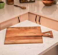 Planche à découper en bambou finition naturelle, faite à la main, écologique, passe au lave-vaisselle, épaisseur 1,5 cm, accessoire de préparation alimentaire