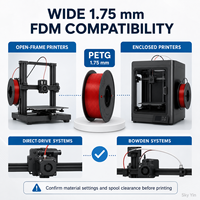 Filament d'imprimante 3D PETG 1,75 mm 1 kg, couleur unique, résistant, faible déformation, compatible avec les imprimantes FDM Bambu Lab et Creality