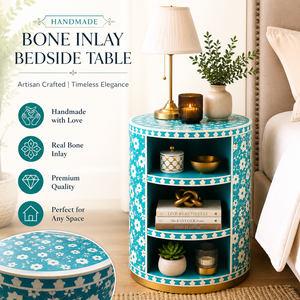 Customized Handmade Resin Bone Inlay Nightstand With <b>Shelf</b> Luxury Cabinet <b>Bedside</b> End Table For Bedroom Hotel Premium Home Decor - Product Image 5