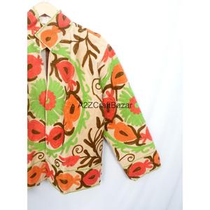 A2ZCraftBazar Manteau d'hiver pour femme fait main, brodé, en cotrise non tissé, respirant, séchage rapide, longueur normale, col mandarin - Product Image 4