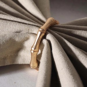 <b>Gold</b> Brass Bamboo Style Napkin <b>Rings</b> <b>Set</b> | Elegant Round Napkin Holders | Eco-Friendly Durable Luxury Dining Table Decor - Product Image 2