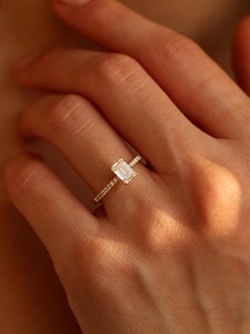 1CT Lab Grown Moissanite Round Brilliant Cut Sterling <b>Silver</b> <b>Solitaire</b> Half Eternity Band GRA Certified Modern Engagement <b>Ring</b> - Product Image 3