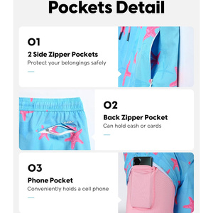 Men's Quick Dry Anti-UV Breathable <b>Swim</b> Shorts with <b>Board</b> Shorts Drawstring Waist Casual Beach Trunks Blue Pink Pattern - Product Image 2