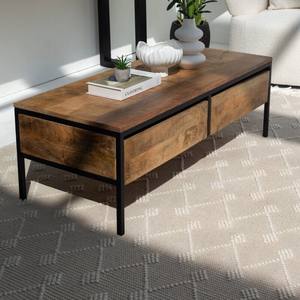 Mesa de Centro de Madera de Mango con Dos Cajones, Modelo Zenova Stellar, para Decoración Moderna de Sala de Estar - Product Image 1