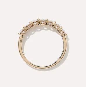 Bague de fiançailles et de mariage demi-éternité en moissanite taille ovale, en argent sterling 925 plaqué or, empilable, de luxe, pour anniversaire - Product Image 2