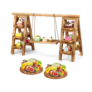 High Quality Natural Acacia Wooden Cupcake Display Stand Dessert Stands with Serving <b>Tray</b> for Party Restaurant from Vietnam - Product Image 2