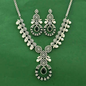 Available At Reasonable Price Cubic Zirconia Classic Necklace With Rhodium Plating 440217 - Product Image 2