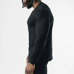 Camiseta de Compresión de Manga Larga para Hombre, Color Sólido, para Entrenamiento Deportivo en Gimnasio, Secado Rápido, Capa Base, Personalizable - Product Image 5