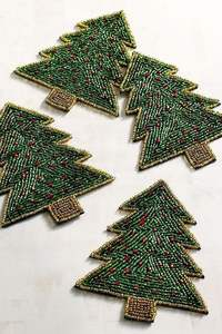 Ensemble de sous-verres en perles vert forêt en spirale, sous-verres circulaires en perles de verre pour la maison, la table à manger, la cuisine, accessoire de décoration - Product Image 6