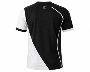 Camiseta Deportiva de Manga Corta con Cuello Redondo para Hombre Dumela, Color Negro y Blanco Sólido, Logotipo Frontal, 100% Algodón, Transpirable, Tejido de Punto, Corte Regular, 180g - Product Image 2