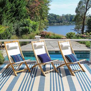 Sillas Plegables de Madera Modernas para Exteriores con Tela Oxford para Hotel, Villa, Parque y Uso Junto a la Piscina y Playa - Product Image 3
