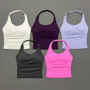 <b>Top</b> Selling Plus Size Women's Seamless High Support Brassiere Front Logo <b>Crystal</b> Adjustable Straps Solid Pattern 140g Yoga - Product Image 1