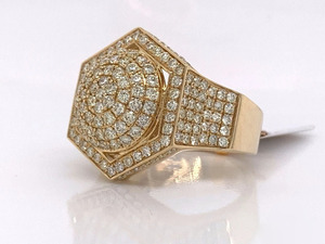 Anillo de compromiso o boda con halo de diamantes de moissanita estilo Iced Out para hombre, chapado en oro, plata de ley 925, estilo Hip Hop, para regalo - Product Image 4