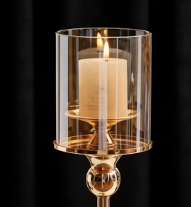 Wholesale <b>Set</b> of 3 Silver Chrome Glass Hurricane <b>Candle</b> Holders Modern Tall Metal Pillar <b>Candle</b> Stands with Glass Hurricane - Product Image 5