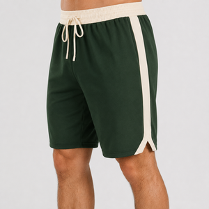 Shorts de sport pour hommes personnalisés en gros, avec bande latérale contrastante et cordon de serrage, pour le fitness, le jogging et l'entraînement - Product Image 3